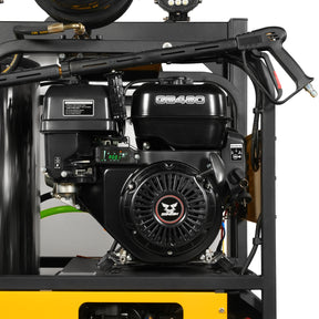 4000 PSI 4 GPM 15 HP ZONSEN E-Start Gas Engine Hot Water Pressure Washer Skid Mounted with 245 Gal Tank, HPW40DBT