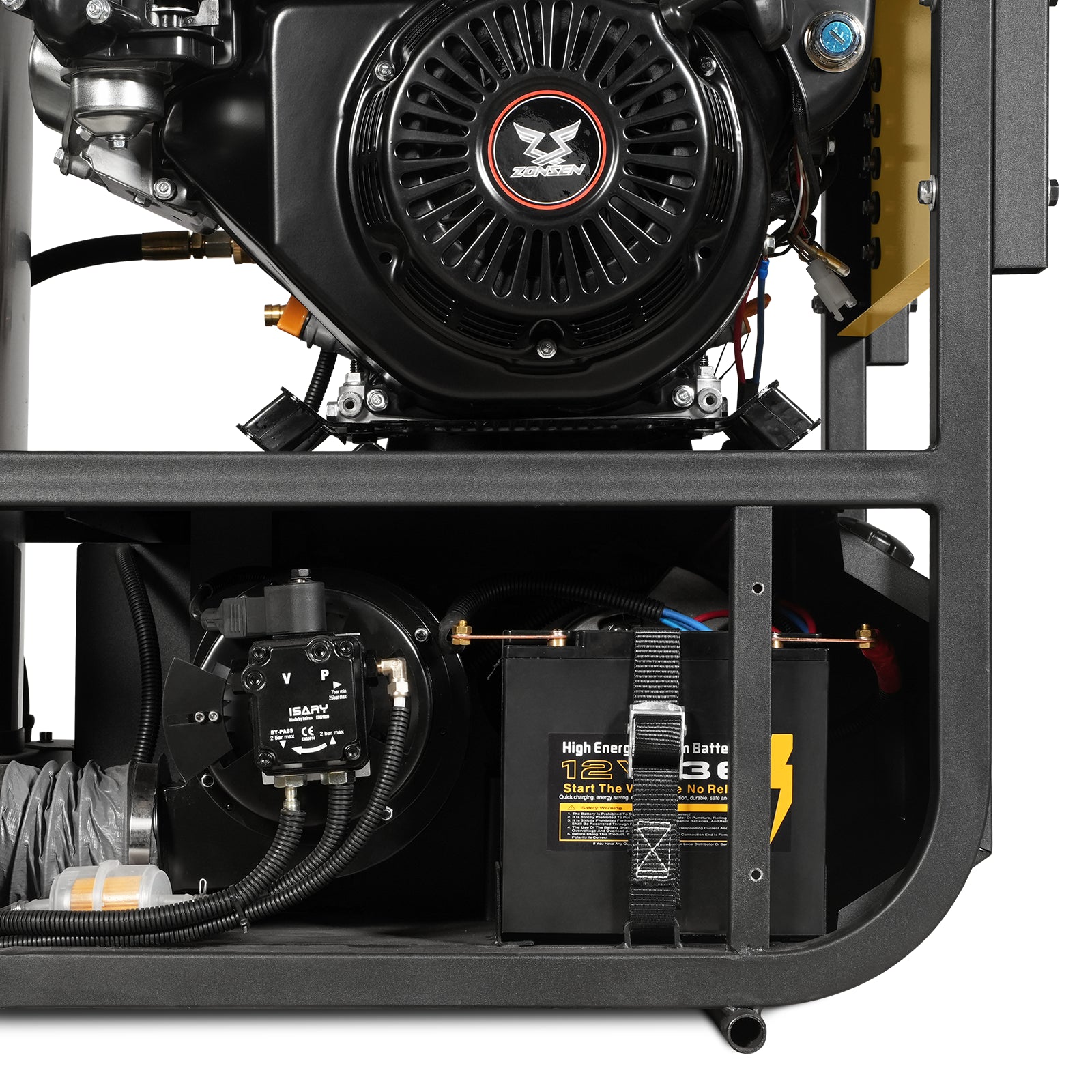 4000 PSI 4 GPM 15 HP ZONSEN E-Start Gas Engine Hot Water Pressure Washer with Hose Reel, HPW40D