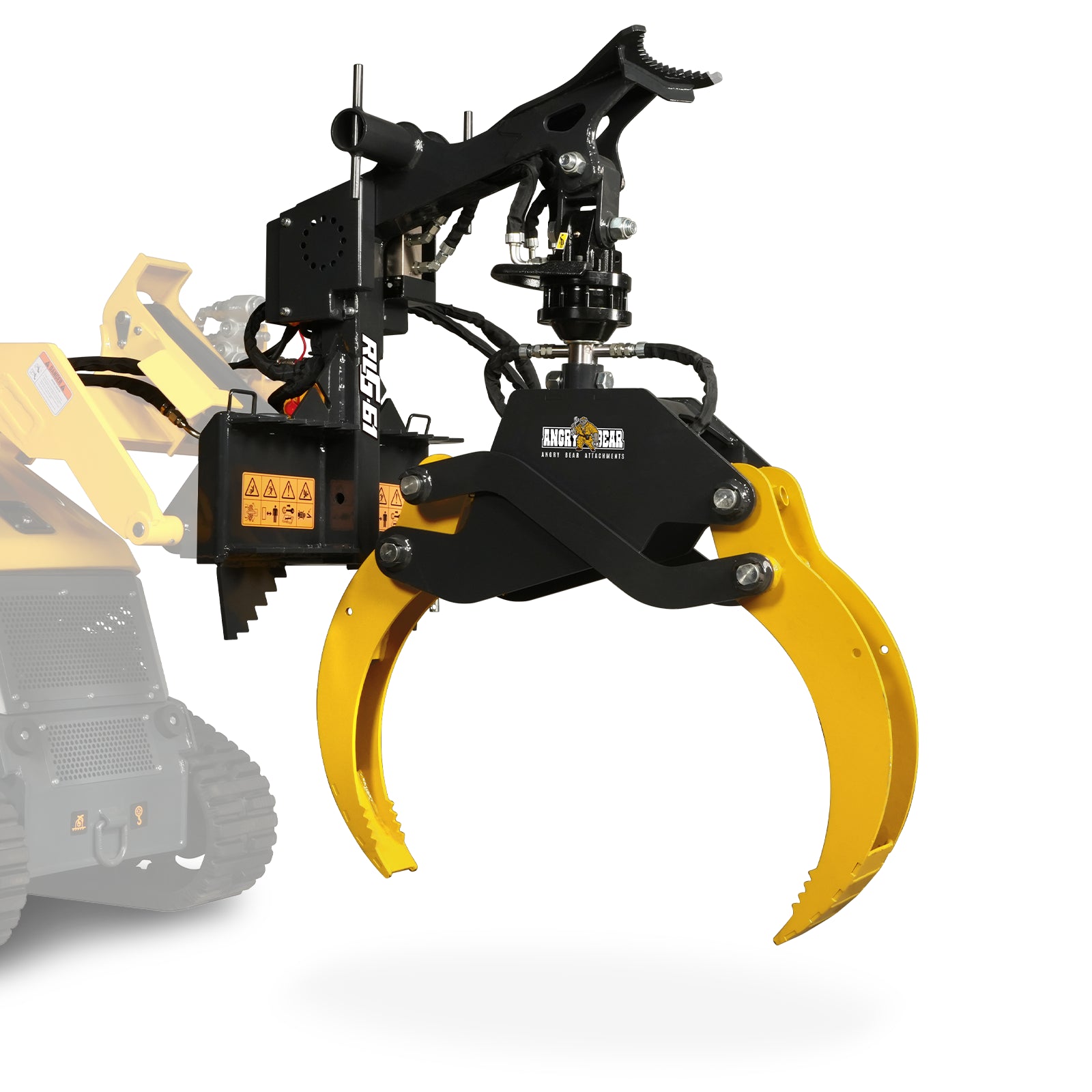 59" Multi-purpose Hydraulic Rotating Log Grapple For Mini Skid Steer, 1500lbs Lift Capacity, 360° Rotational Ability