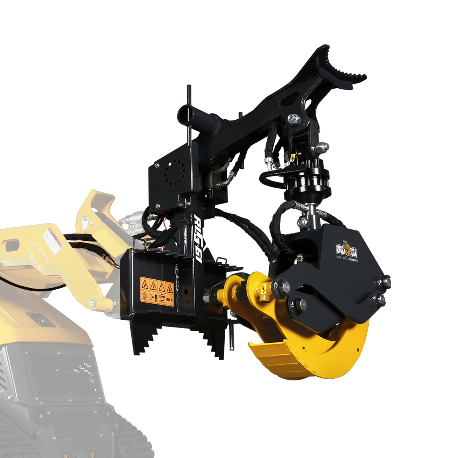 59" Multi-purpose Hydraulic Rotating Log Grapple For Mini Skid Steer, 1500lbs Lift Capacity, 360° Rotational Ability