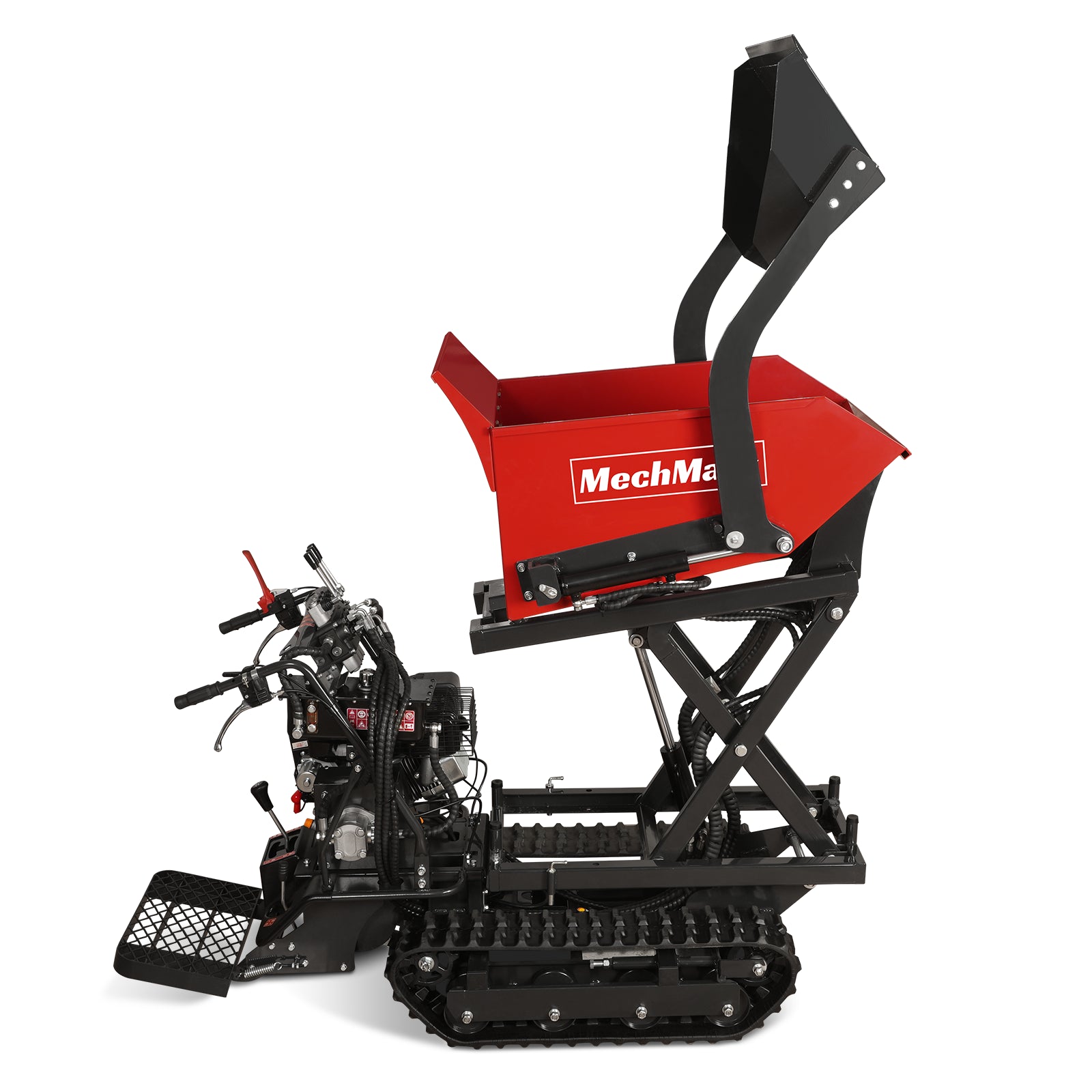 1100lbs Capacity E-Start 10HP 302cc Gas Engine Tracked Dumper Hydraulic Tipping and Lifting with Front Shovel , D50HTFL