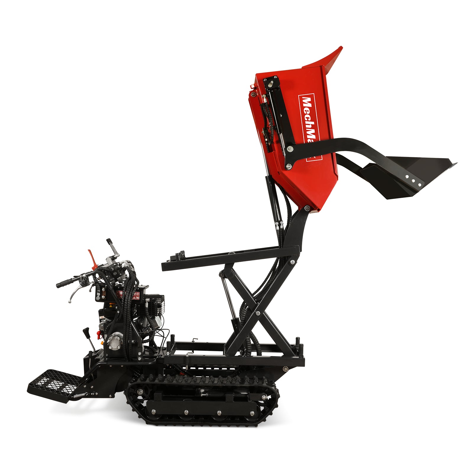 1100lbs Capacity E-Start 10HP 302cc Gas Engine Tracked Dumper Hydraulic Tipping and Lifting with Front Shovel , D50HTFL