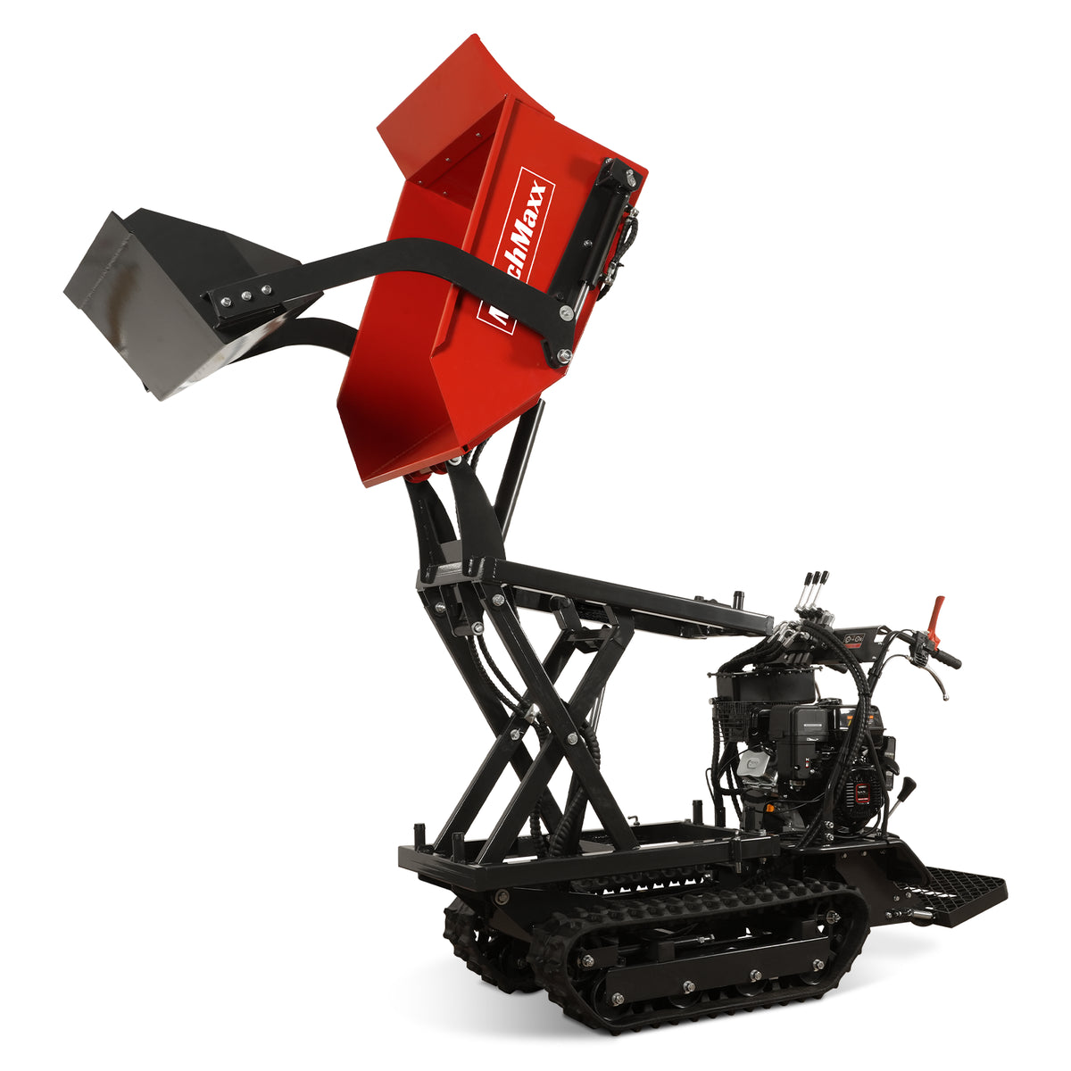 1100lbs Capacity E-Start 10HP 302cc Gas Engine Tracked Dumper Hydraulic Tipping and Lifting with Front Shovel