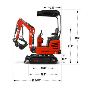 Mini Compact Excavator HONDA GX390 Engine, 65.7” Max. Digging Depth, 2100 LBS Operating Weight, MEC10