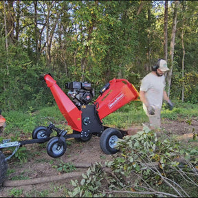 6 inch DUCAR E-Start 420cc 15hp Gas Powered 4 - Wheel Drum Wood Chipper with Taillight , B150