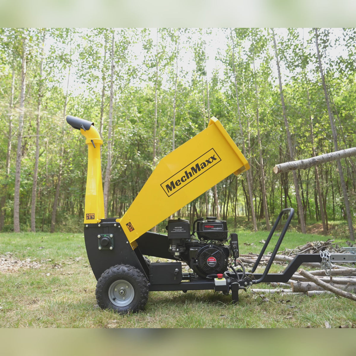 5 inch E-start DUCAR 420cc 15hp Gasoline Engine Powered Drum Wood Chipper with Towbar ,  PGS1500