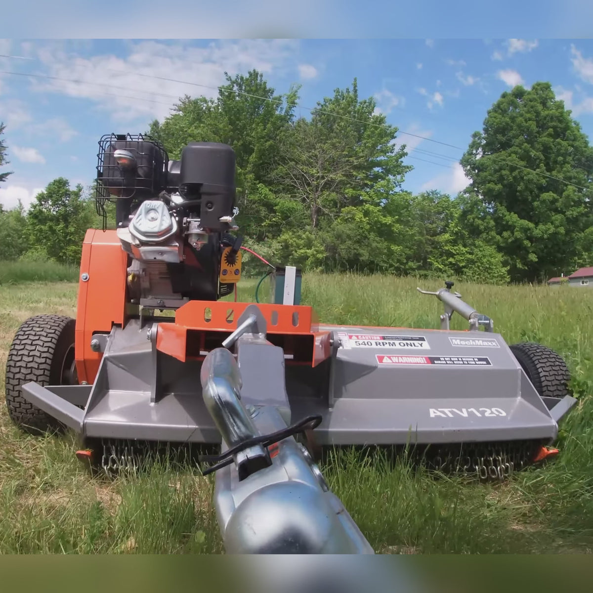 MechMaxx 48" Tow-Behind ATV Offset Flail Mower,  15HP 459cc E-start Gas Engine Powered; Adjustable Mowing Height,  ATV120