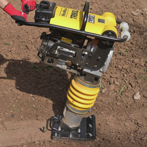 6.5 HP Tamping Rammer with Wheel Kit, 2700 lb Impact Force Jumping Jack Tamper Compactor for Soil, Gravel, Backfill and Foundation, TR90L