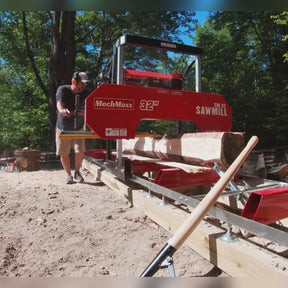 32" Portable Sawmill (5 x Blades Included), 420cc 15HP E-Start Gasoline Engine, 29" Board Width, 20' Track Length (6.6' Track Extension Included)