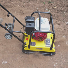 Honda GX160 Vibratory Plate Compactor with Wheel Kit, 3600 lb Centrifugal Force for Soil, Gravel, Asphalt and Paver Base, PC90H