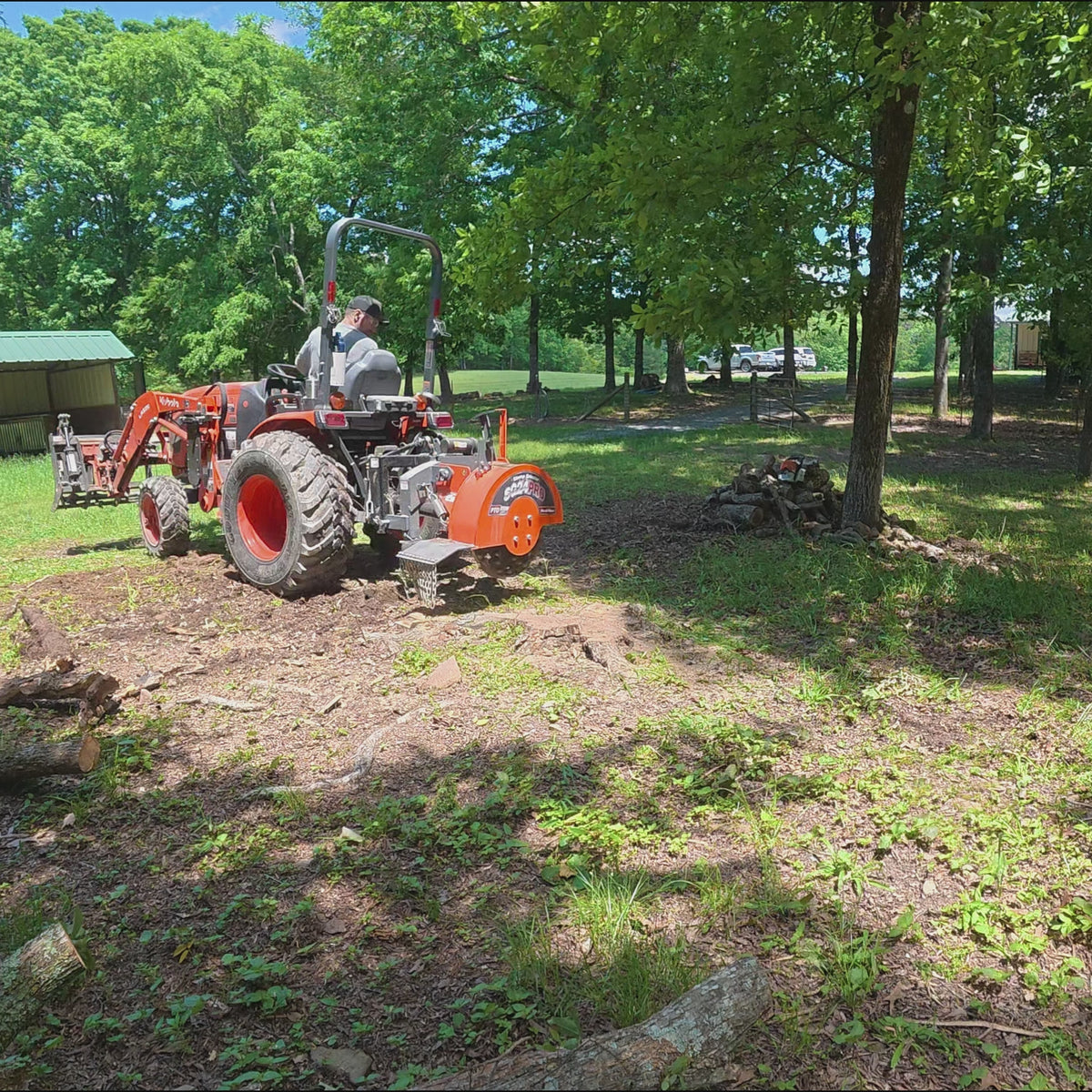 3-Point PTO Stump Grinder, Anti-Kickback Shock Absorption, Go/No-Go Tilt Indicator, 34 Carbide Teeth (PTO Shaft with Slip Clutch) for 15-45HP Tractor; SG24PRO