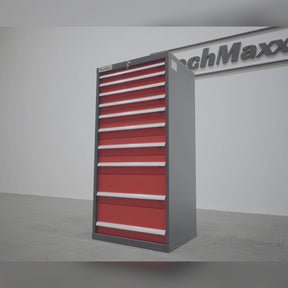 Heavy Duty Modular Drawer Cabinet – 10 Drawer Tool Storage Organizer, Steel Construction, 59" W x 28.5" D x 22.5" H