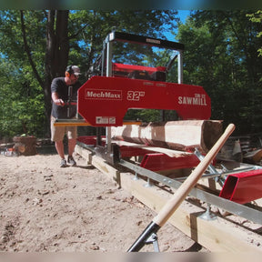 32" Portable Sawmill, KOHLER CH440 429cc E-Start Gasoline Engine, 29" Board Width, 13' Track Length , SM32