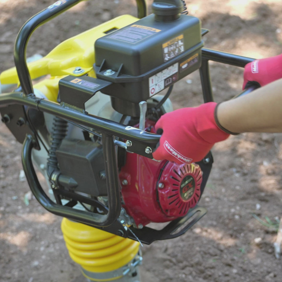 Honda GXR120 Tamping Rammer with Wheel Kit, 3150 lb Impact Force Jumping Jack Tamper Compactor for Soil, Gravel, Backfill and Foundation, TR75H