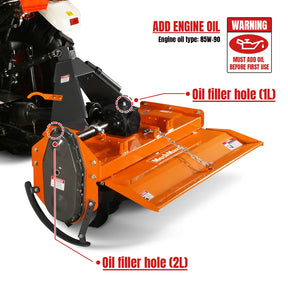 4.5FT 3-Point Gear Drive Rotary Tiller, 25-45HP Tractor, PTO Shaft Included (With Slip Clutch), Cat. 1  Hookup