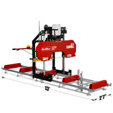 26" Portable Sawmill,  459cc 15HP E-Start Gasoline Engine,  20" Board  Width,  13' Track Length ,  SM-26
