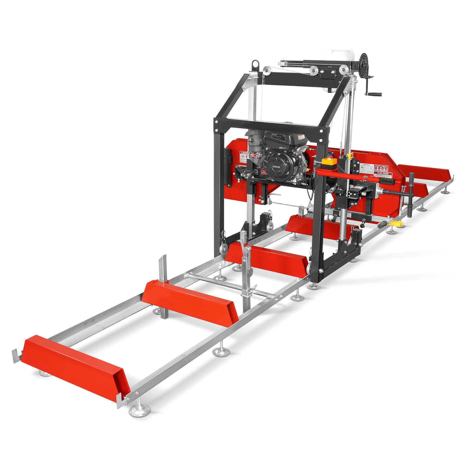 26" Portable Sawmill (5x Blades Included), KOHLER CH440 429cc E-Start Gasoline Engine, 22" Board Width, 20' Track Length (13' Track Length + 6.6' Track Extension Included) , SM-26