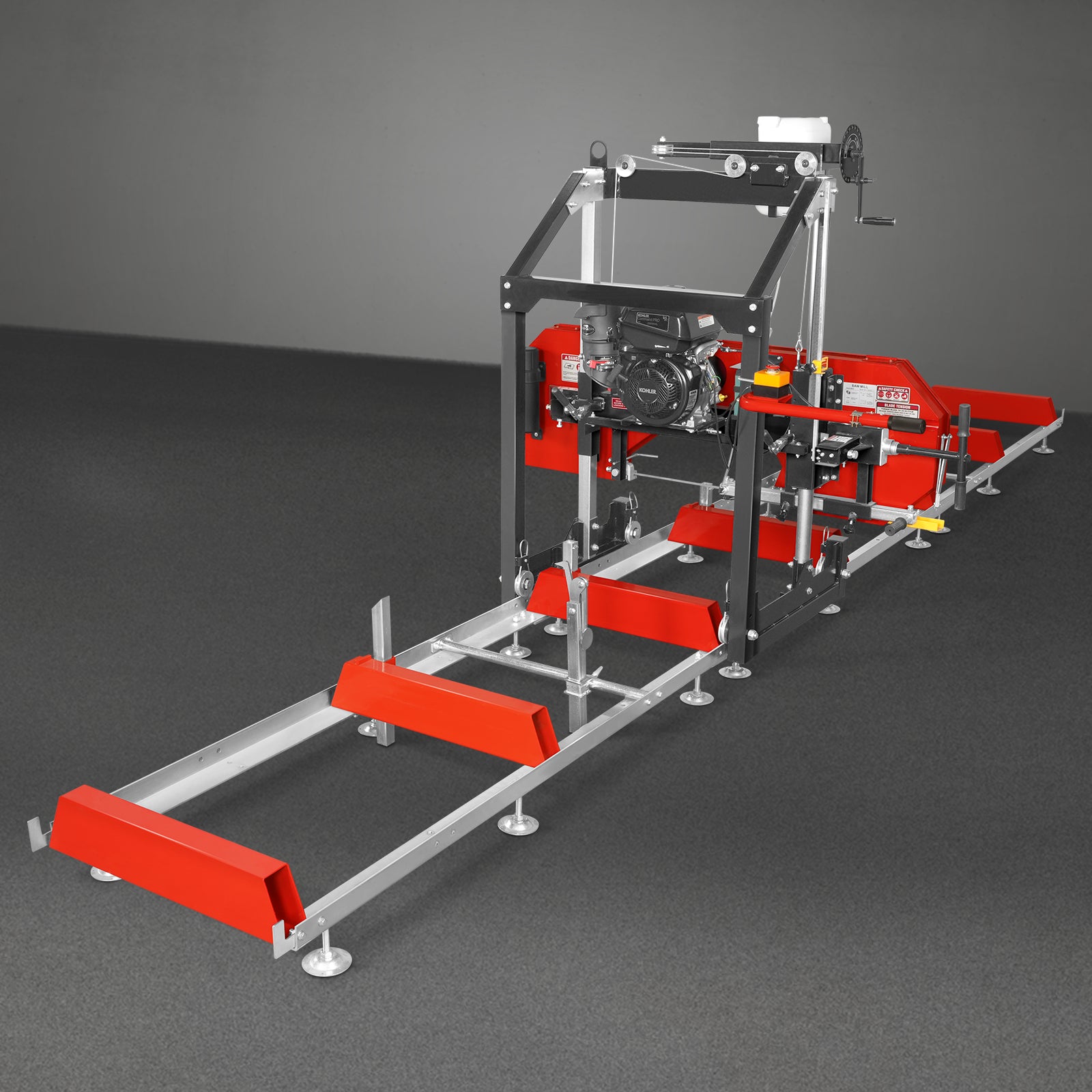 26" Portable Sawmill (5x Blades Included), KOHLER CH440 429cc E-Start Gasoline Engine, 22" Board Width, 20' Track Length (13' Track Length + 6.6' Track Extension Included) , SM-26