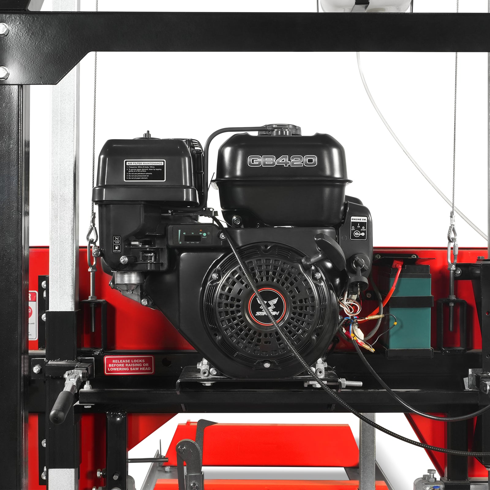 26" Portable Sawmill,  420cc 15HP E-Start Gasoline Engine,  20" Board  Width,  13' Track Length ,  SM-26
