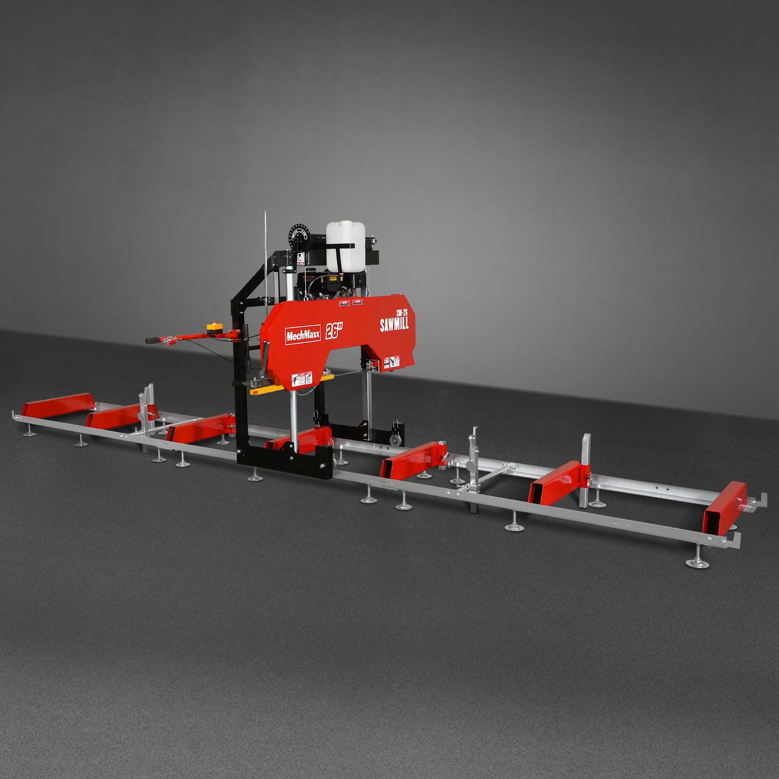 26" Portable Sawmill (5x Blades Included),  KOHLER CH440 429cc E-Start Gasoline Engine,  20" Board Width,  20' Track Length (13' Track Length + 6.4' Track Extension Included) ,  SM-26