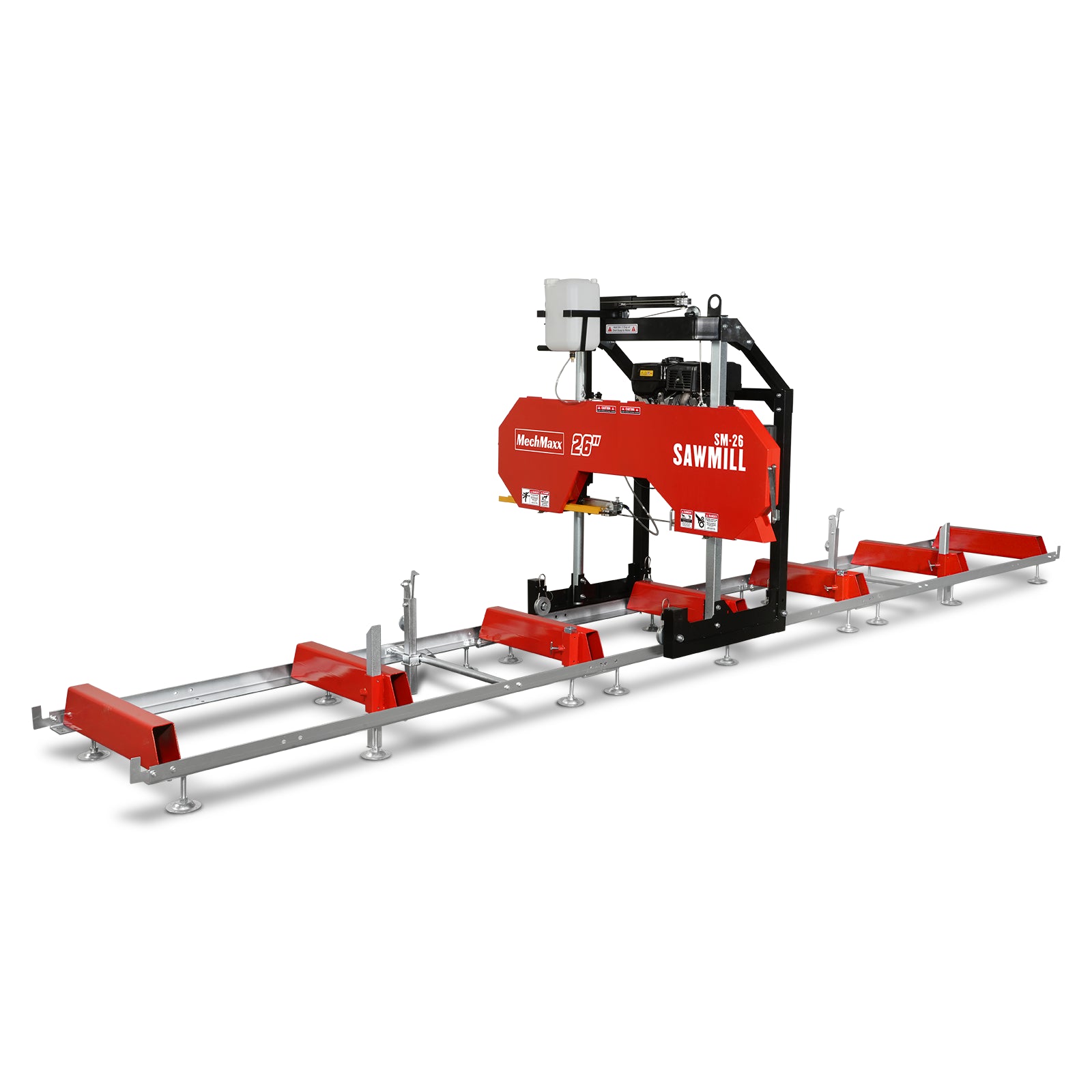 26" Portable Sawmill (5x Blades Included),  KOHLER CH440 429cc E-Start Gasoline Engine,  20" Board Width,  20' Track Length (13' Track Length + 6.4' Track Extension Included) ,  SM-26