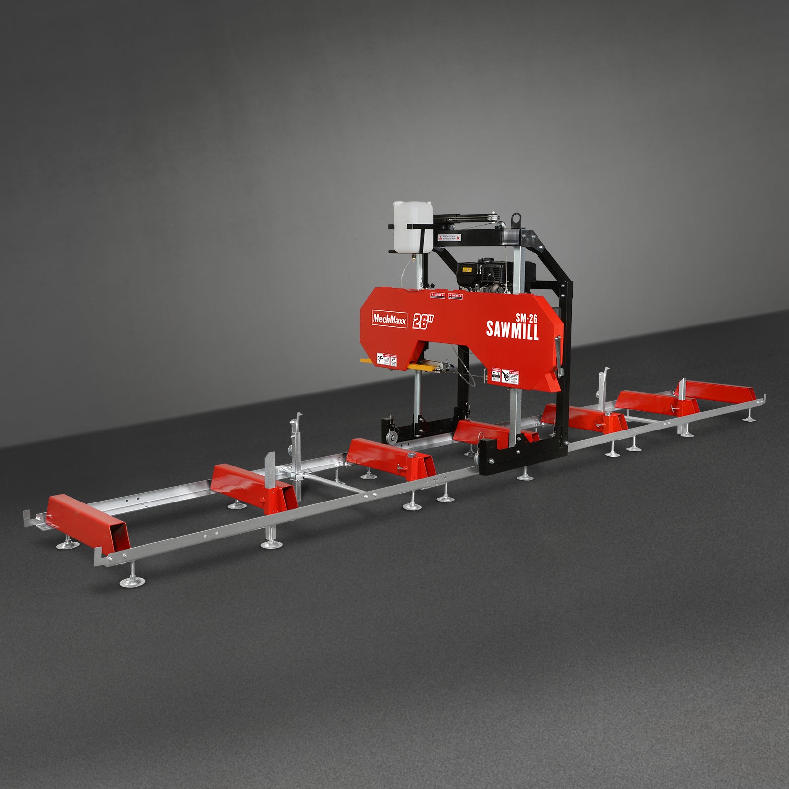 26" Portable Sawmill (5x Blades Included),  KOHLER CH440 429cc E-Start Gasoline Engine,  20" Board Width,  20' Track Length (13' Track Length + 6.4' Track Extension Included) ,  SM-26