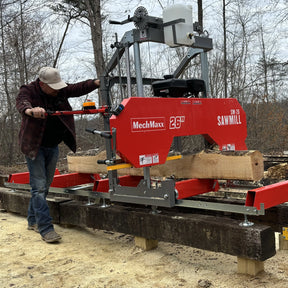 26" Portable Sawmill, 420cc 15HP E-Start Gasoline Engine, 22" Board  Width, 13' Track Length , SM26