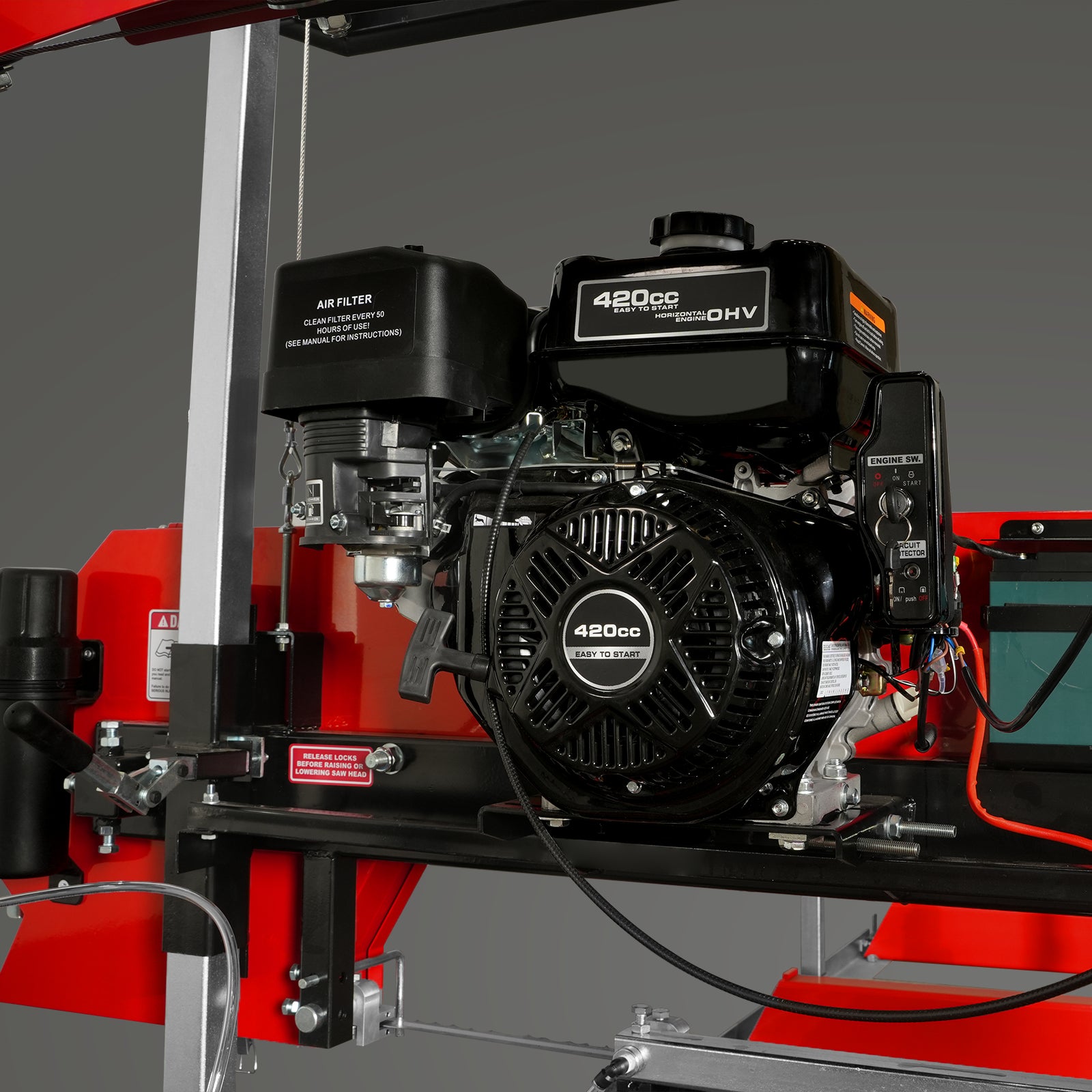 32" Portable Sawmill, 420cc 15HP E-Start Gasoline Engine, 29" Board Width, 13' Track Length , SM32