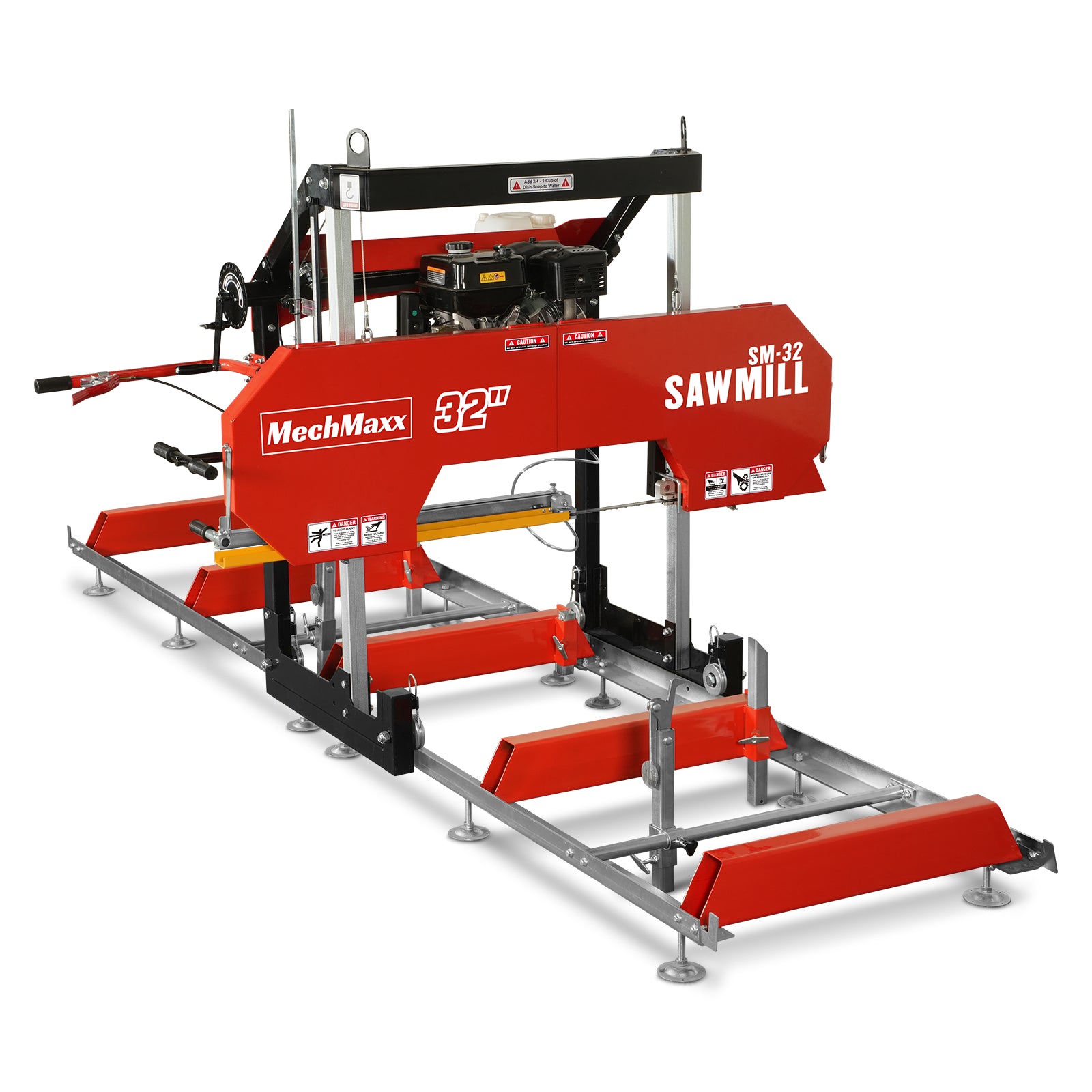 32" Portable Sawmill, 420cc 15HP E-Start Gasoline Engine, 29" Board Width, 13' Track Length , SM32