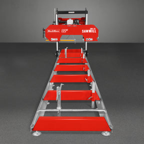 32" Portable Sawmill (5 x Blades Included), HONDA GX390 389cc E-Start Gasoline Engine, 26.5" Board Width, 20' Track Length (13' Track Length + 6.4' Track Extension Included) , SM-32