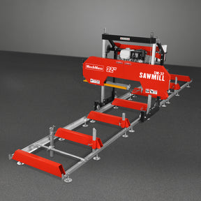 32" Portable Sawmill (5 x Blades Included), HONDA GX390 389cc E-Start Gasoline Engine, 26.5" Board Width, 20' Track Length (13' Track Length + 6.4' Track Extension Included) , SM-32