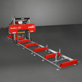 32" Portable Sawmill (5 x Blades Included), HONDA GX390 389cc E-Start Gasoline Engine, 26.5" Board Width, 20' Track Length (13' Track Length + 6.4' Track Extension Included) , SM-32