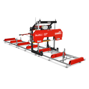 32" Portable Sawmill (5 x Blades Included), HONDA GX390 389cc E-Start Gasoline Engine, 26.5" Board Width, 20' Track Length (13' Track Length + 6.4' Track Extension Included) , SM-32