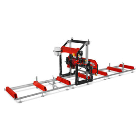 32" Portable Sawmill (5 x Blades Included), HONDA GX390 389cc E-Start Gasoline Engine, 26.5" Board Width, 20' Track Length (13' Track Length + 6.4' Track Extension Included) , SM-32