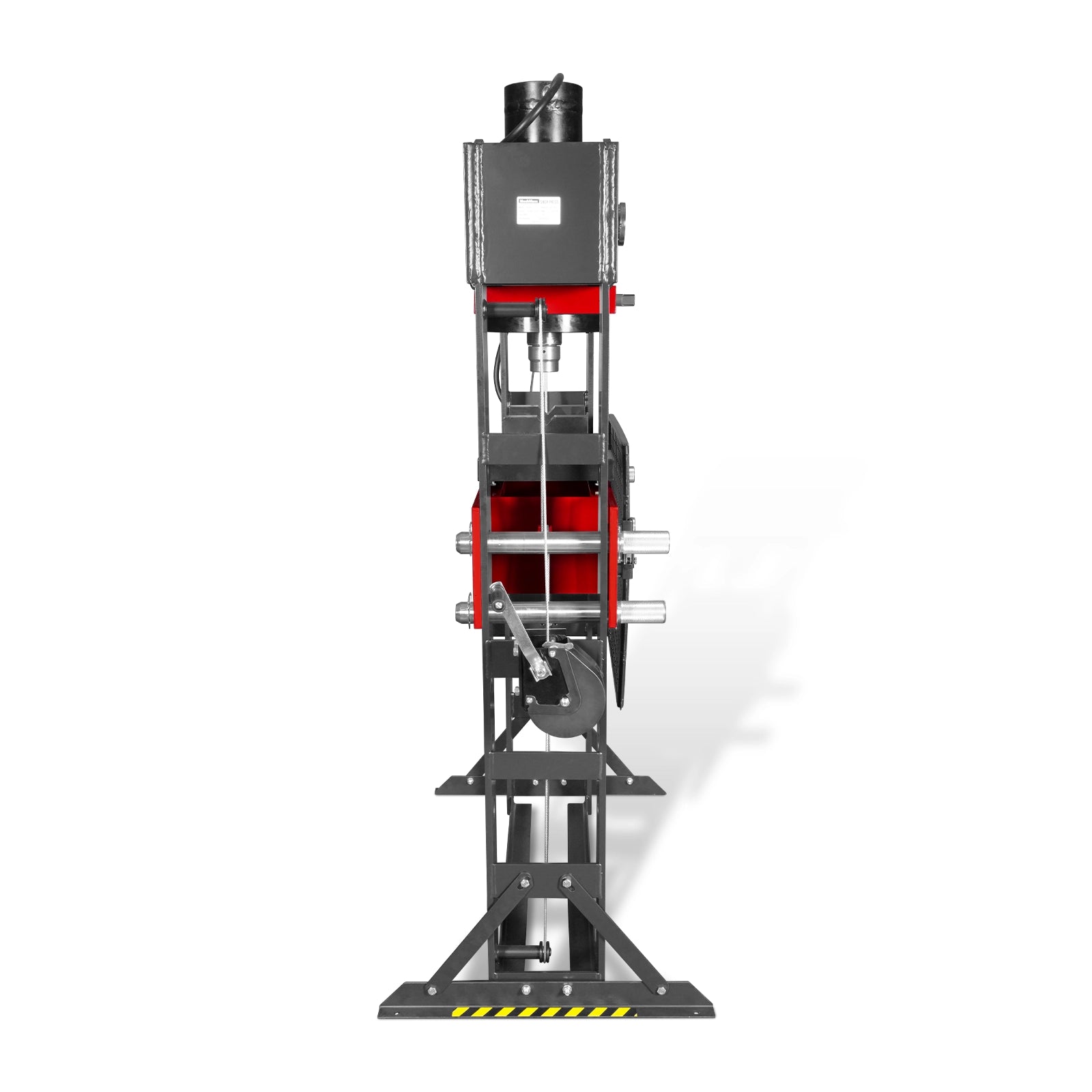 100 Ton H-Frame Electric Hydraulic Shop Press with Hand Winch,  110V Motor,  Fully Welded Steel Frame,  Safety Guard,  Foot Pedal Control,  HSP100E