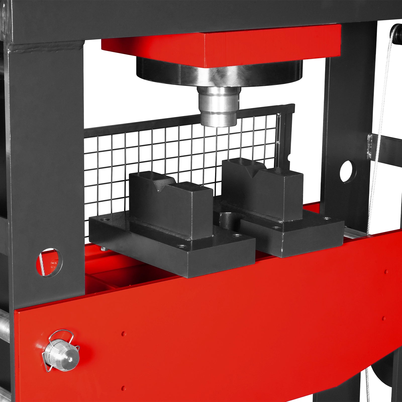 100 Ton H-Frame Air/Hydraulic Shop Press with Hand Winch,  Fully Welded Steel Frame,  Safety Guard,  Foot Pedal Control,  HSP100