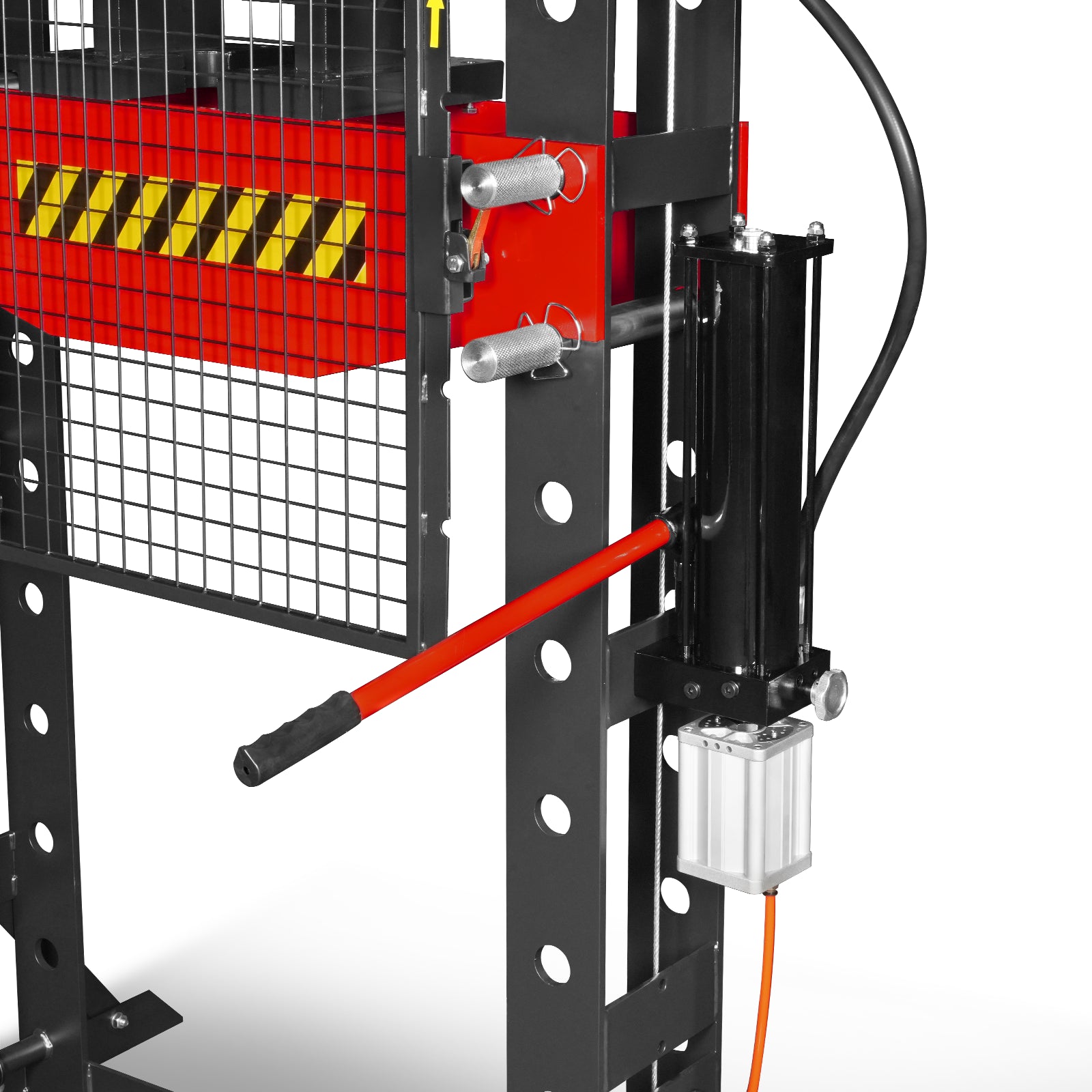 50 Ton H-Frame Air/Hydraulic Shop Press with Hand Winch & Press Pin Kit,  Fully Welded Steel Frame,  Safety Guard,  Foot Pedal Control,  HSP50