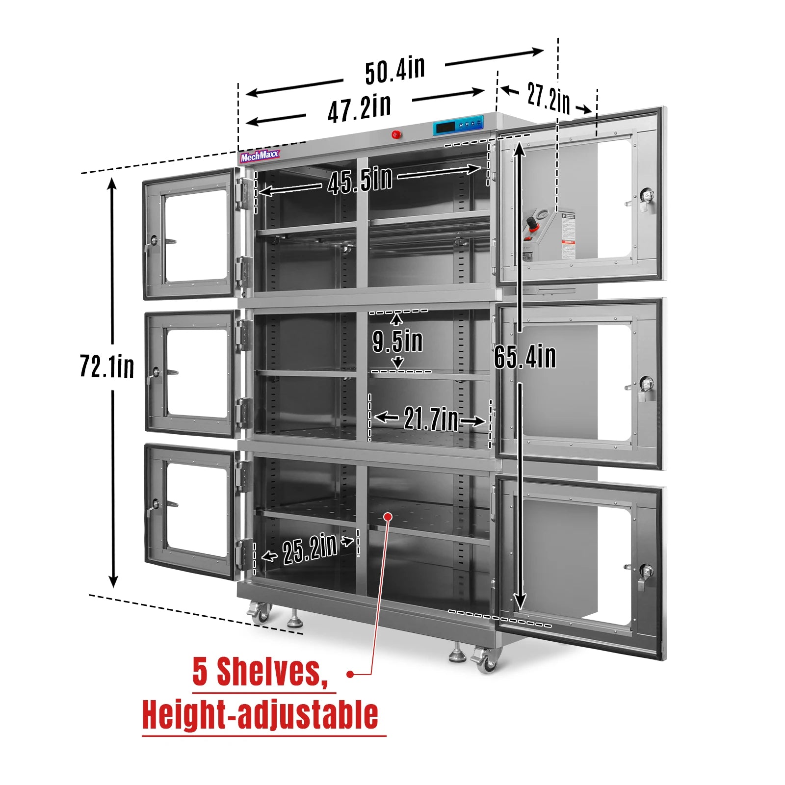 1-60% RH Nitrogen Dry Cabinet 1430L Desiccator Cabinet Low Humidity Storage, 304 Stainless Steel, NC1430BSS-6