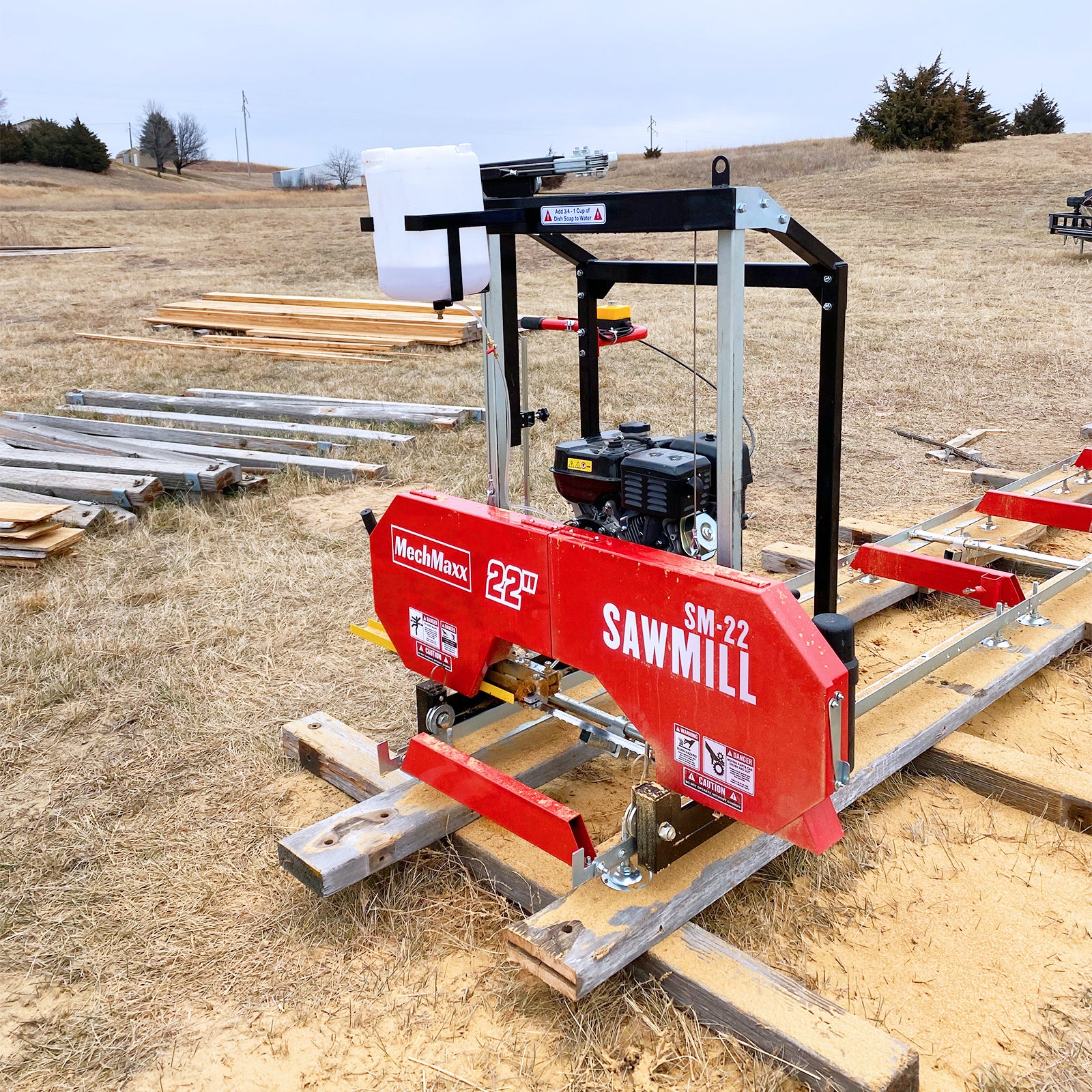 22" Portable Sawmill, 270cc 9HP Gasoline Engine, 20" Board Width, 13' Track Length , SM22