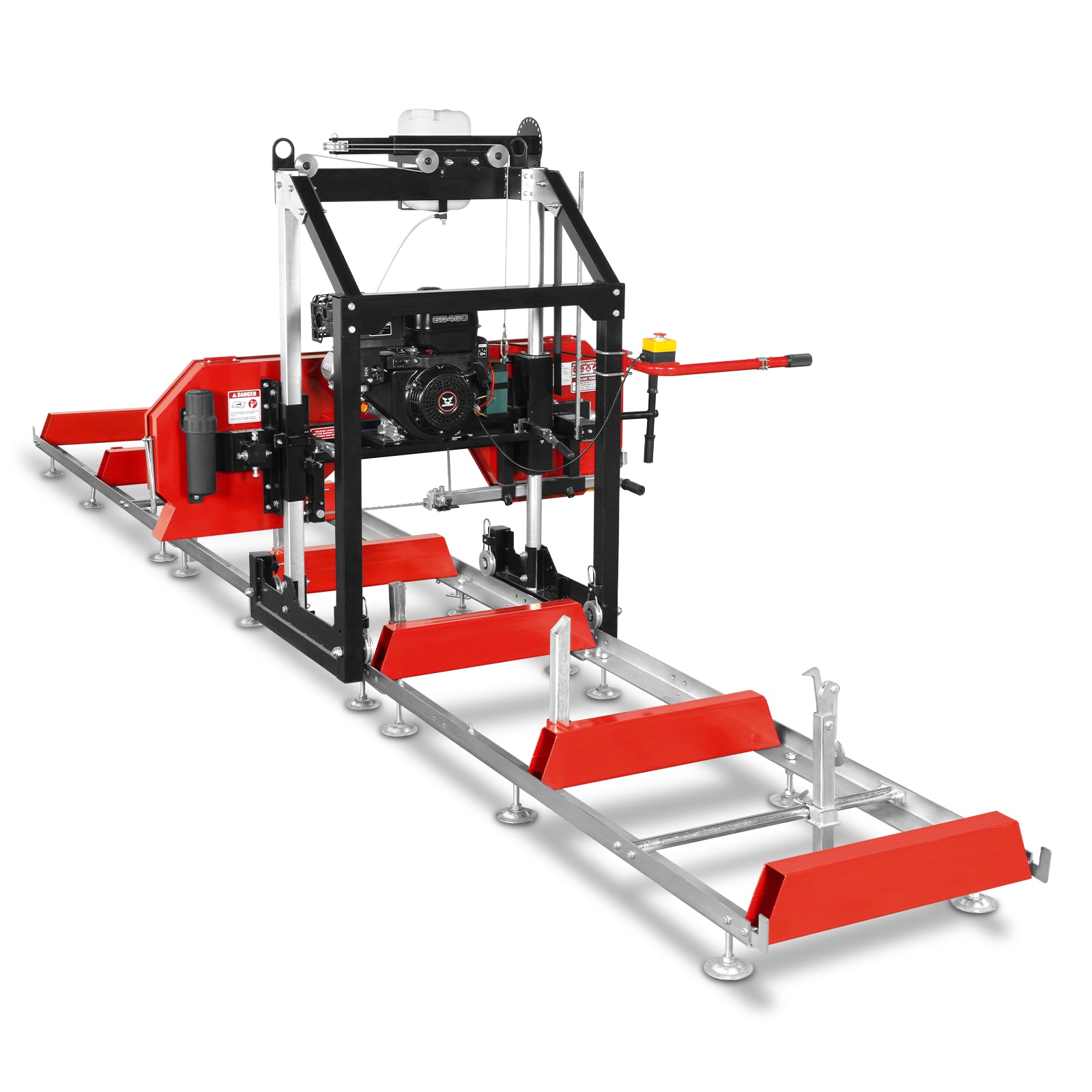 26" Portable Sawmill (5x Blades Included), 459cc 15HP E-Start Gasoline Engine, 22" Board Width, 20' Track Length (13' Track Length + 6.6' Track Extension Included) , SM-26