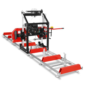 26" Portable Sawmill (5x Blades Included), 459cc 15HP E-Start Gasoline Engine, 22" Board Width, 20' Track Length (13' Track Length + 6.6' Track Extension Included) , SM-26