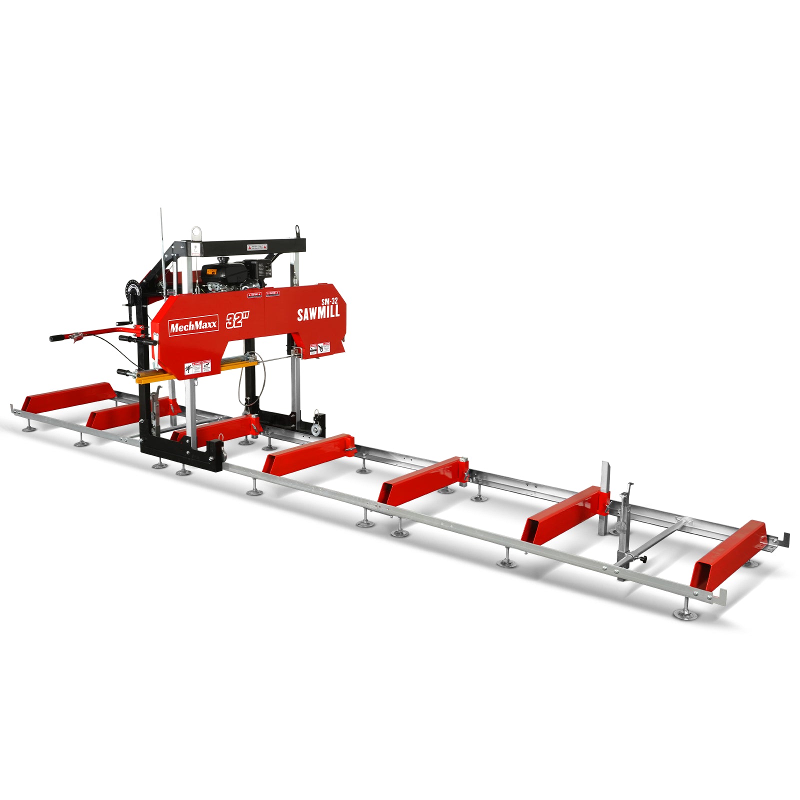 32" Portable Sawmill (5 x Blades Included),  KOHLER CH440 429cc E-Start Gasoline Engine, 26.5" Board Width, 20' Track Length (13' Track Length + 6.6' Track Extension Included) , SM-32