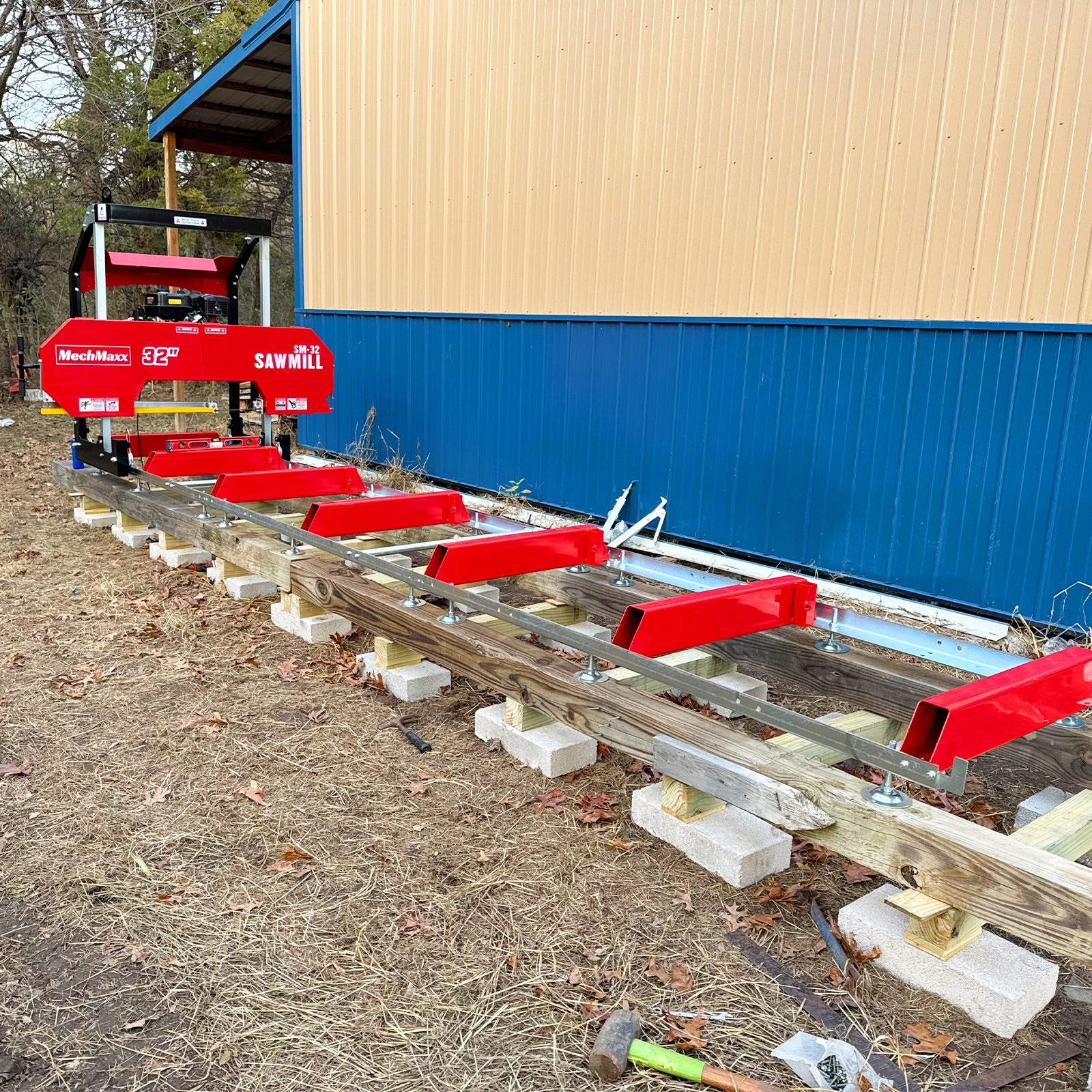 32" Portable Sawmill (5 x Blades Included),  KOHLER CH440 429cc E-Start Gasoline Engine, 29" Board Width, 20' Track Length (13' Track Length + 6.6' Track Extension Included) , SM32