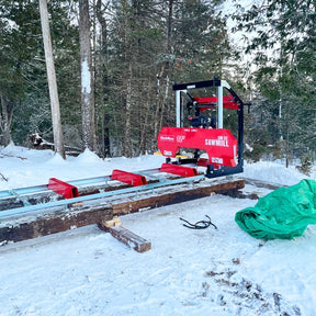 32" Portable Sawmill, 420cc 15HP E-Start Gasoline Engine, 29" Board Width, 13' Track Length , SM32