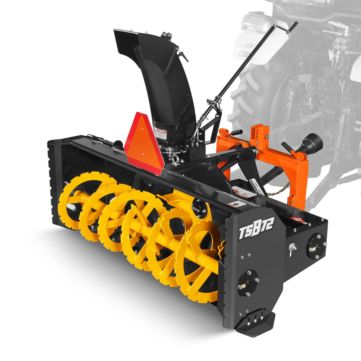 72" 3 Point PTO Snow Blower 24" Impeller Diameter 360° Snow Chute (PTO Shaft Included with Slip Clutch), 25-65 HP, TSB72