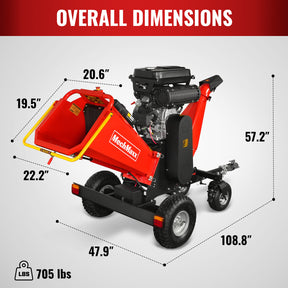 8 inch ZONSEN E-Start 1000cc 35hp Gas Powered 4 - Wheel Drum Wood Chipper with Taillight , B200