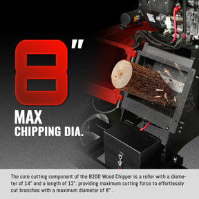8 inch ZONSEN E-Start 1000cc 35hp Gas Powered 4 - Wheel Drum Wood Chipper with Taillight , B200