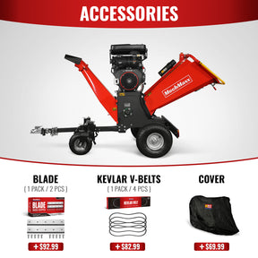 8 inch ZONSEN E-Start 1000cc 35hp Gas Powered 4 - Wheel Drum Wood Chipper with Taillight , B200