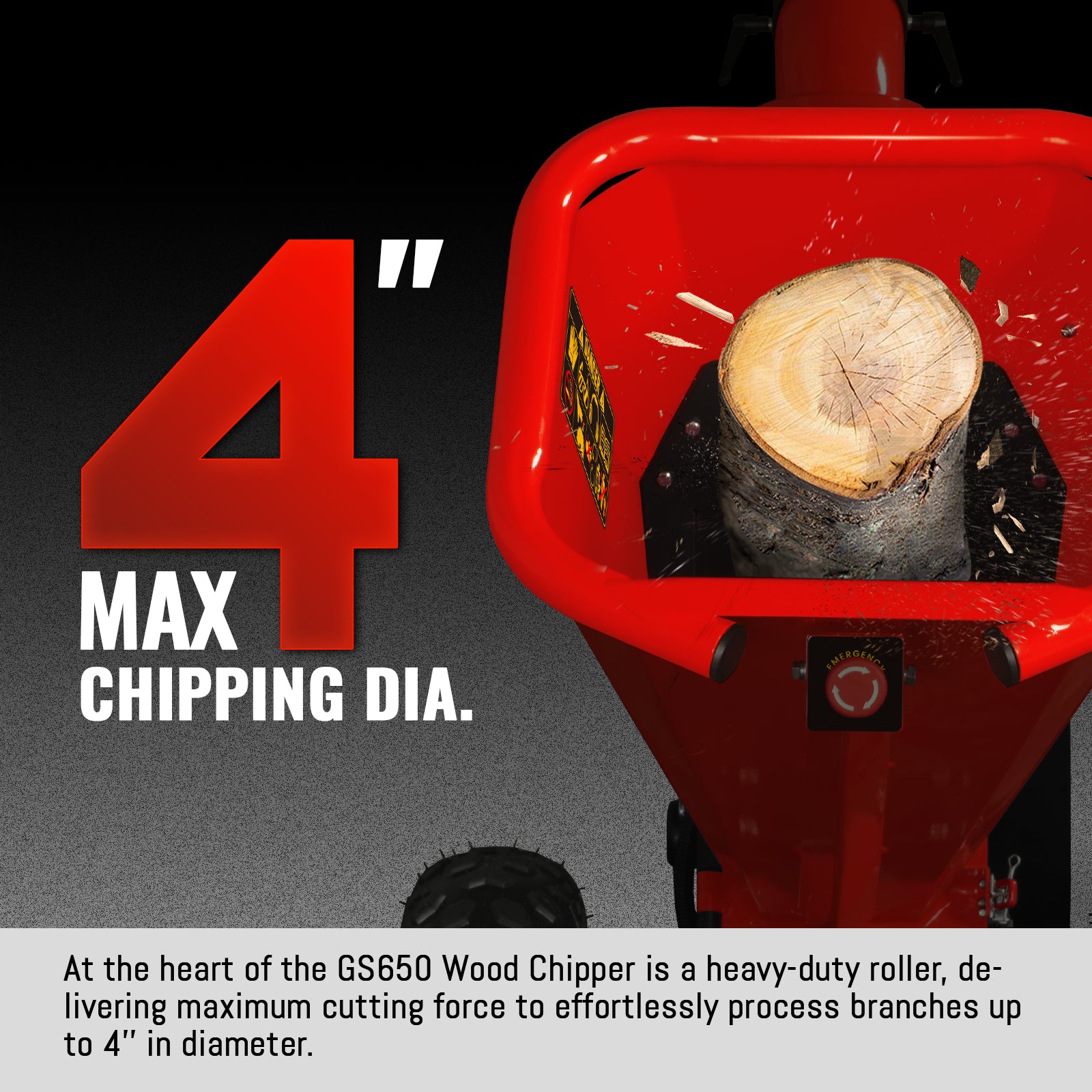 4 inch DUCAR 212cc 7hp Gas Engine Powered Wood Chipper with Towbar, GS650