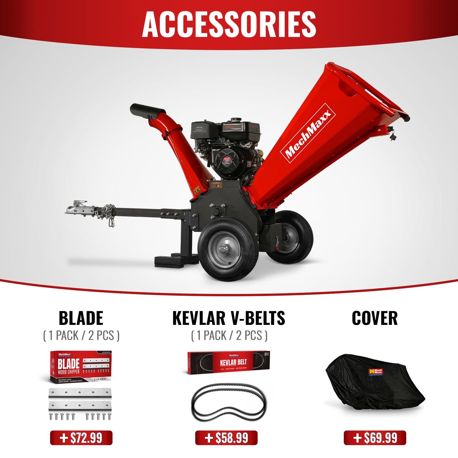 5 inch E-start DUCAR 420cc Gasoline Engine Powered Wood Chipper , GS1500